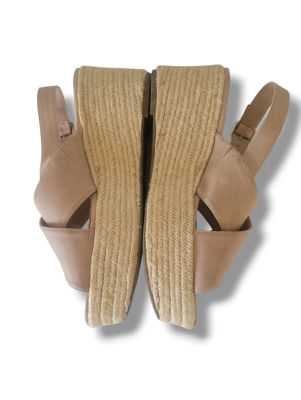 Bar lll Vegan Suede Cross Over Nude Platform Wedge Espadrille Sandal. Size 9.5